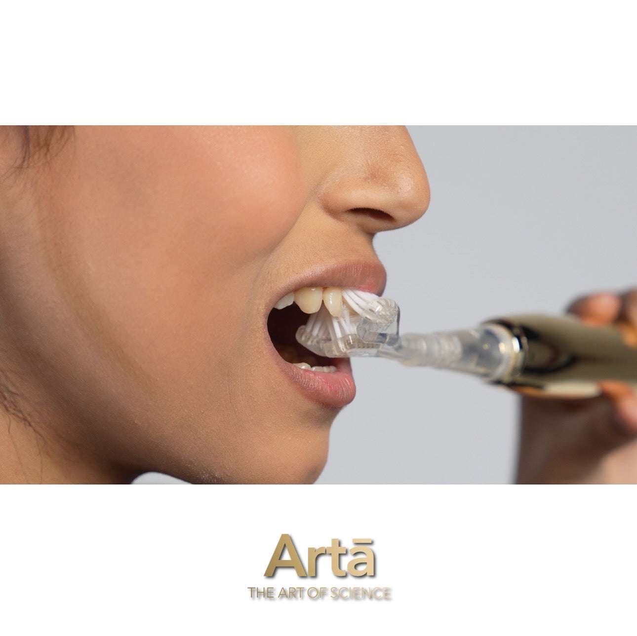 Arta Express Ultrasonic Toothbrush gold – fastest triple head toothbrush cleans teeth in 60 sec | فرشاة آرتا السريعة ثلاثية الرؤوس تنظف الأسنان بدقة خلال ٦٠ ثانية