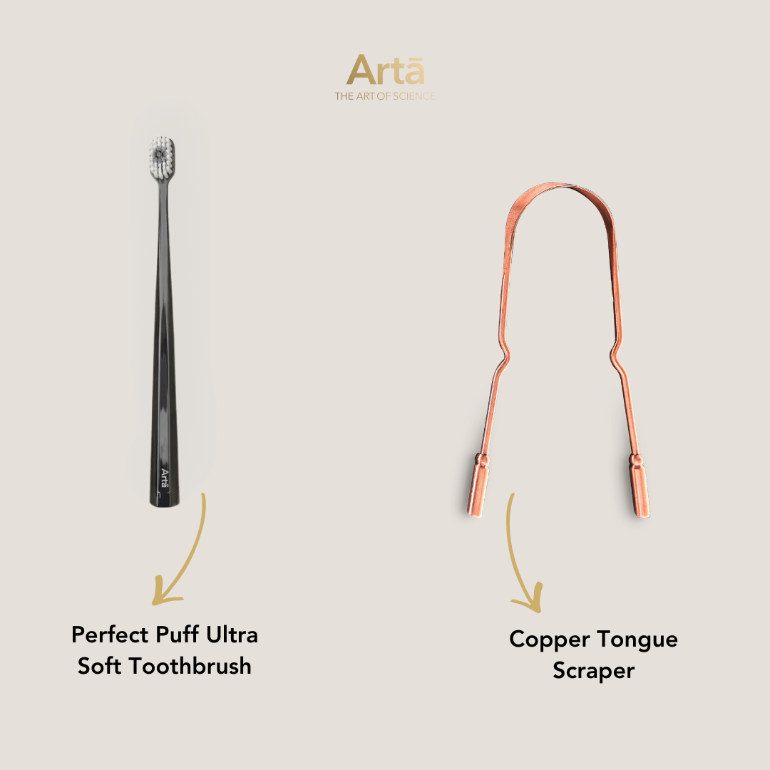 Perfect Puff Soft Toothbrush + Copper Tongue Scraper