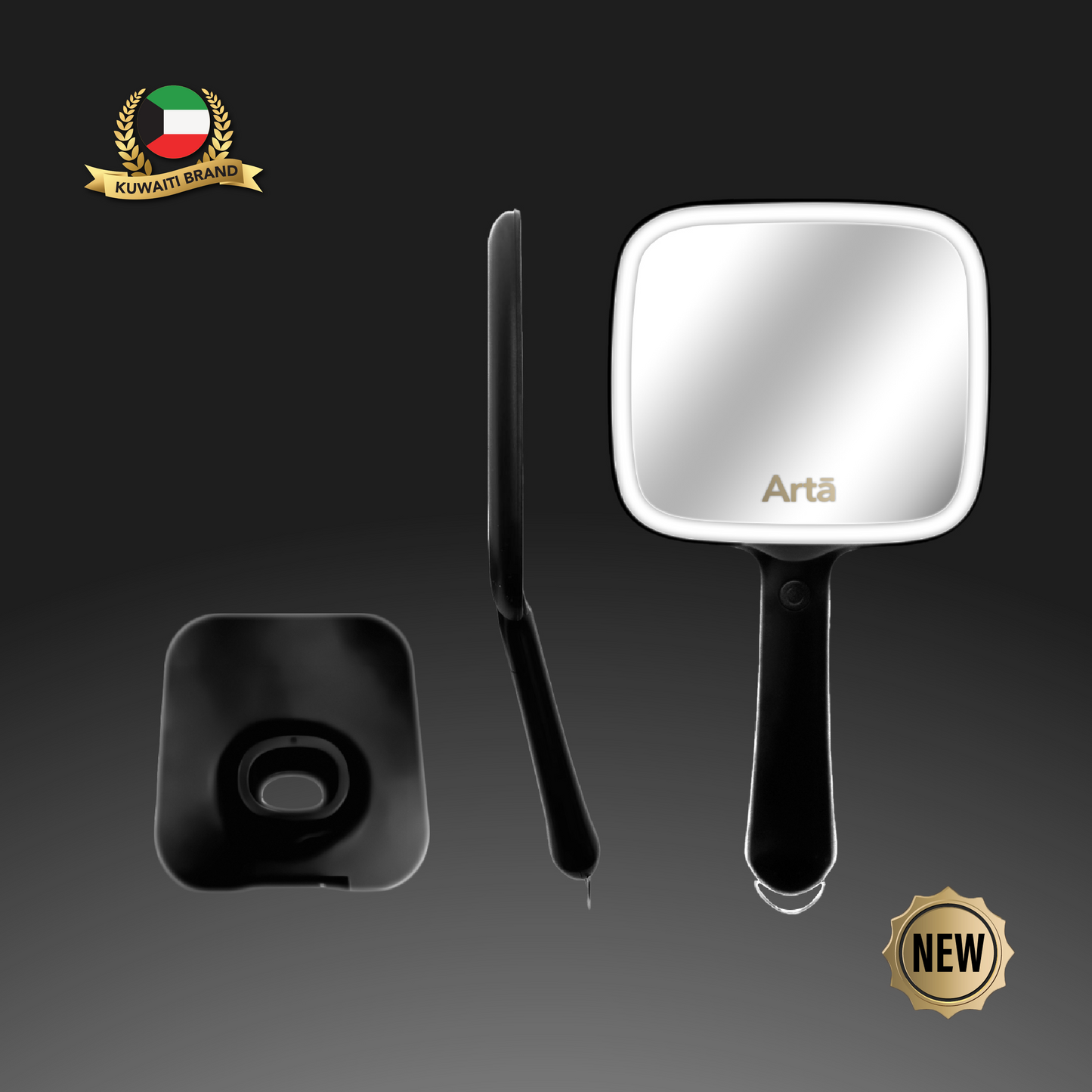 مرآة يد آرتا عالية الجودة مع قاعدة تثبيت للاستخدام اليومي في العيادات والصالونات | Arta handheld mirror with stand for clinics and salons
