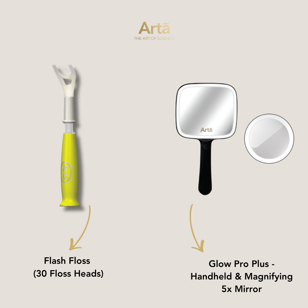 Glow Pro Plus - Handheld & Magnifying 5x Mirror + Flash Floss