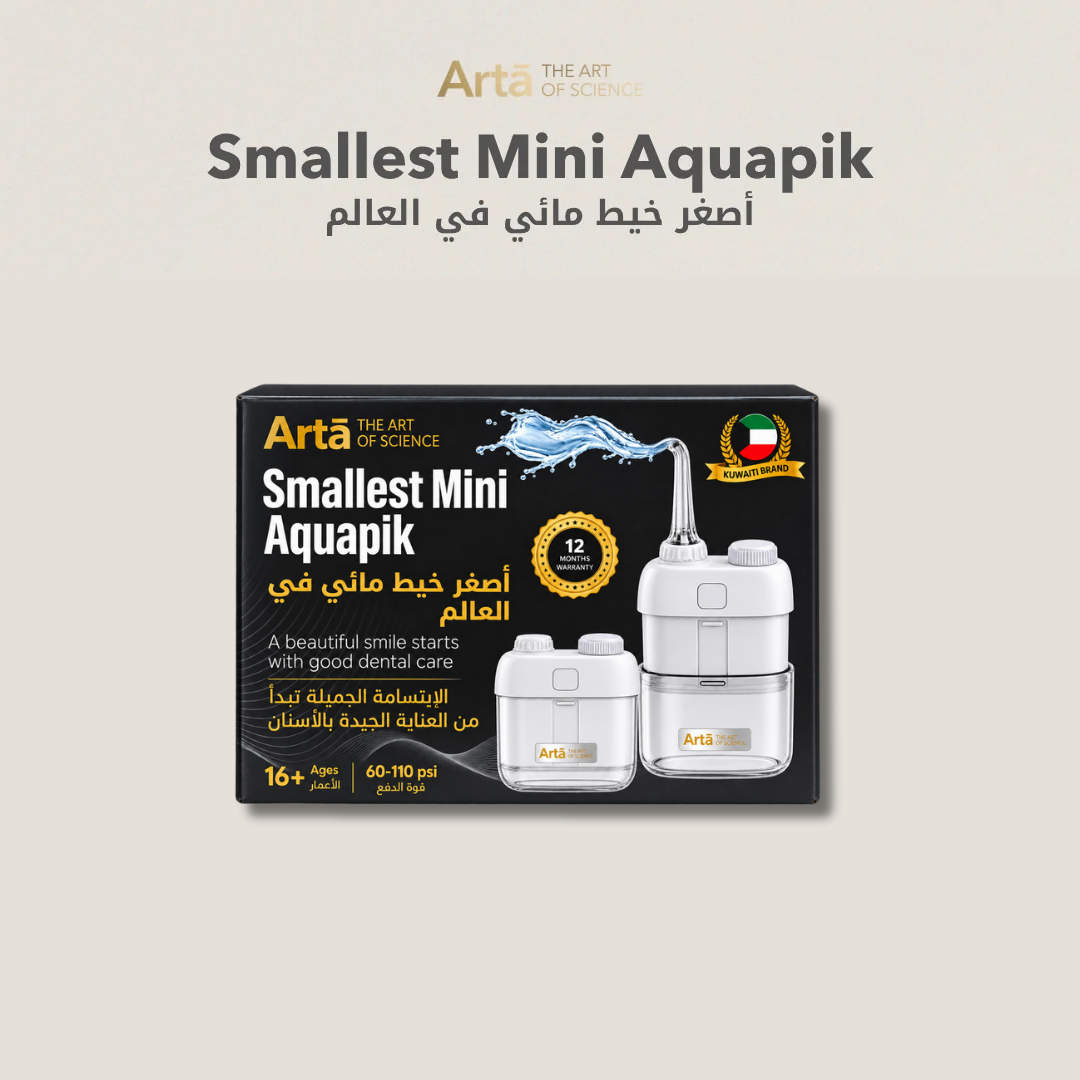 Mini Aquapik The smallest water flosser ever, with 60–110 PSI water pressure for deep and effective cleaning.