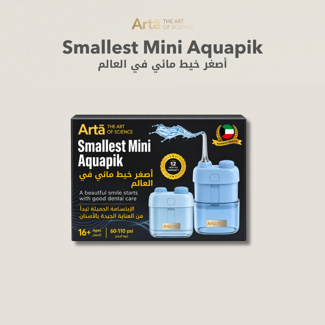 Mini Aquapik The smallest water flosser ever, with 60–110 PSI water pressure for deep and effective cleaning.