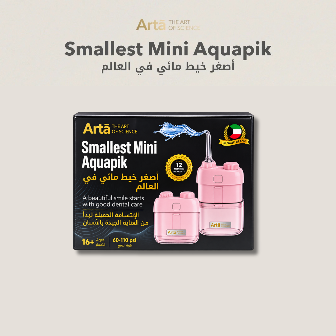 Mini Aquapik The smallest water flosser ever, with 60–110 PSI water pressure for deep and effective cleaning.