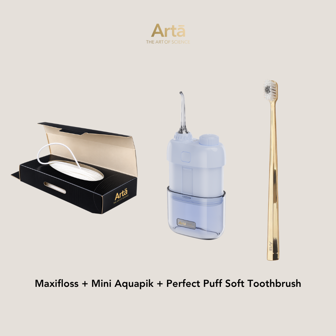 Maxifloss + Mini Aquapik + Perfect Puff Soft Toothbrush
