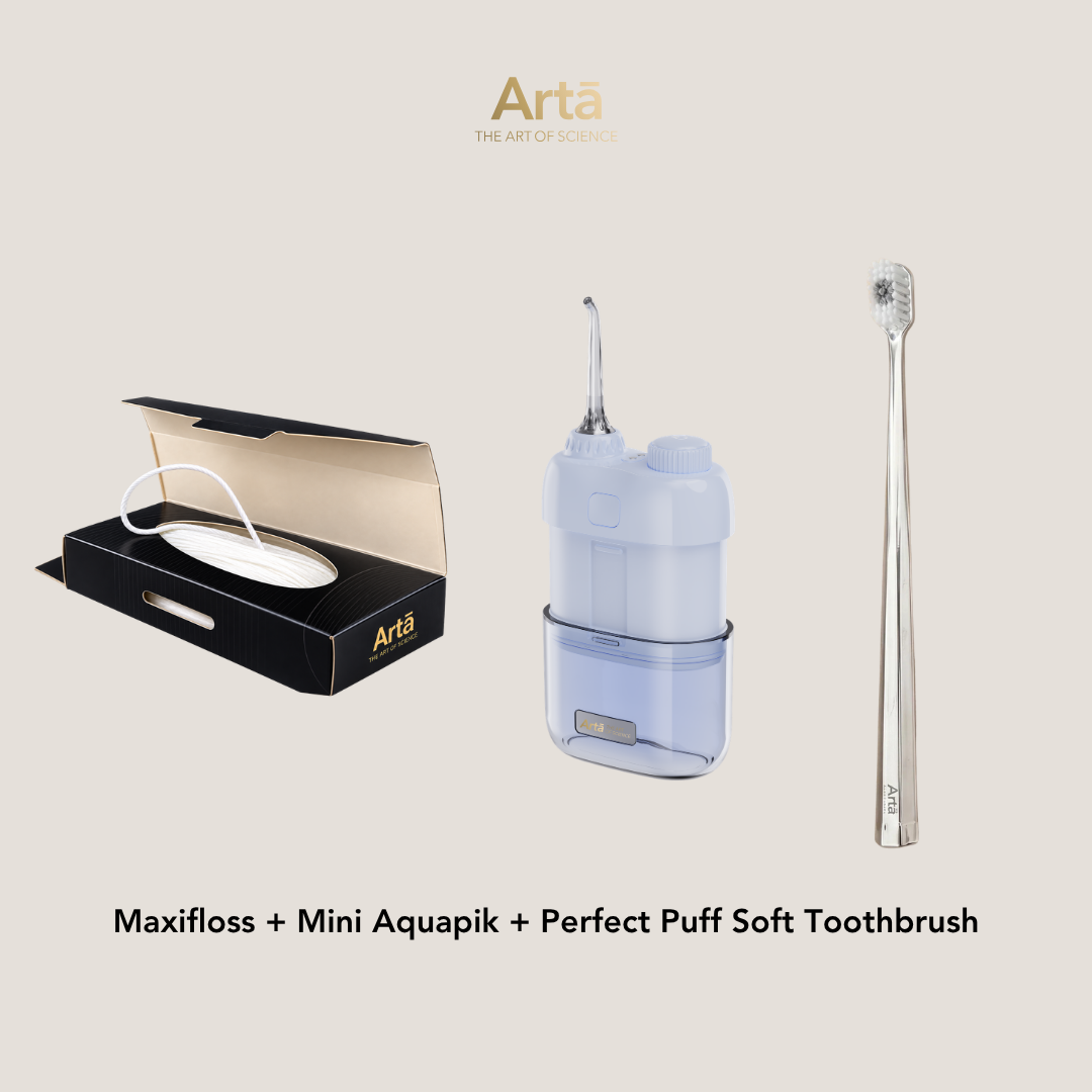 Maxifloss + Mini Aquapik + Perfect Puff Soft Toothbrush