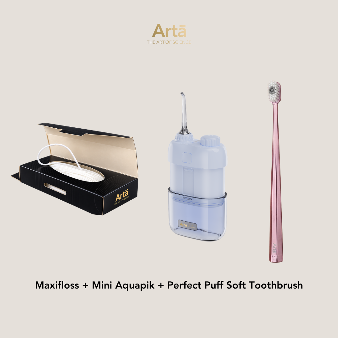 Maxifloss + Mini Aquapik + Perfect Puff Soft Toothbrush