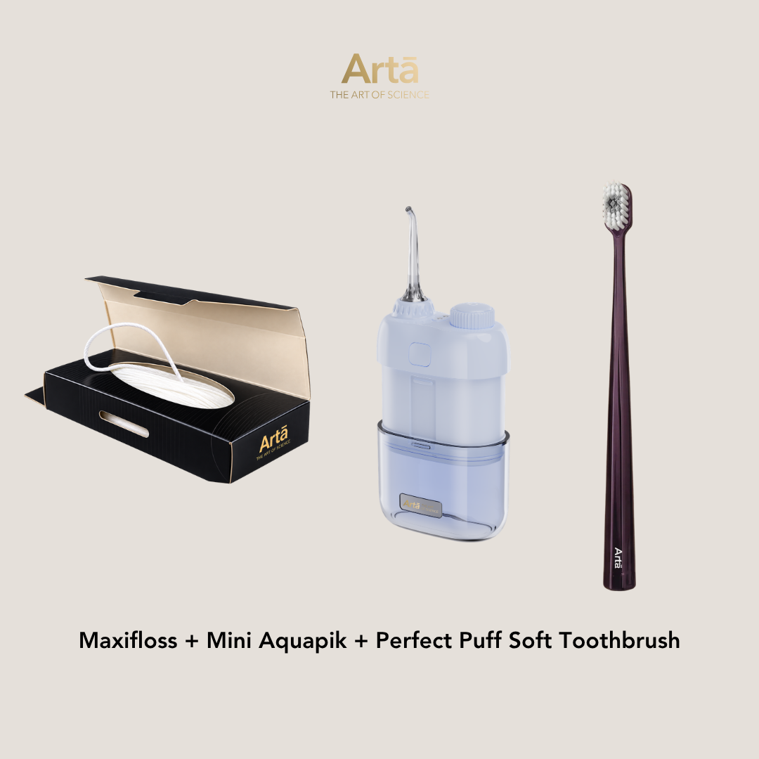 Maxifloss + Mini Aquapik + Perfect Puff Soft Toothbrush
