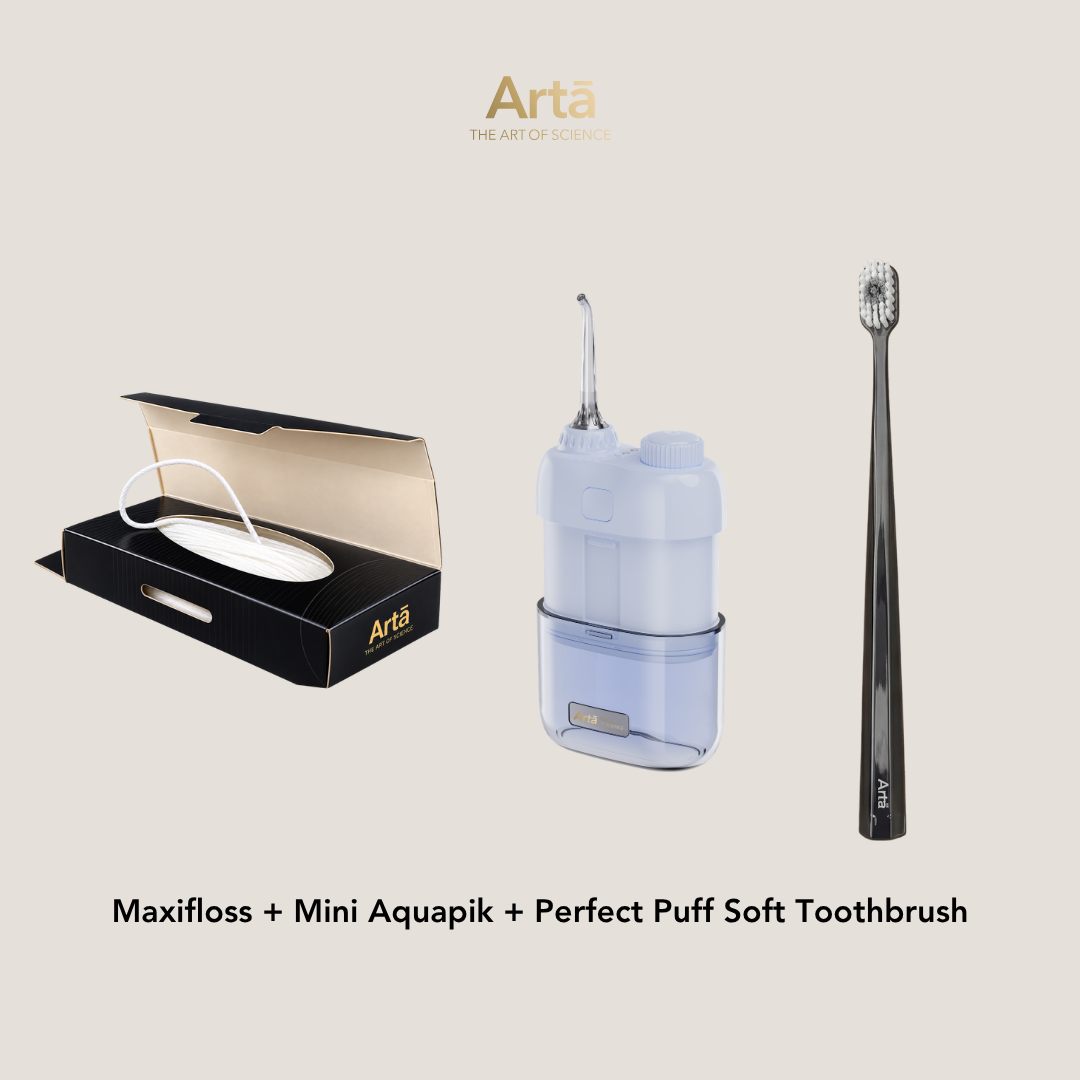Maxifloss + Mini Aquapik + Perfect Puff Soft Toothbrush