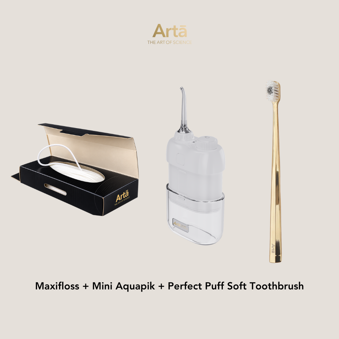 Maxifloss + Mini Aquapik + Perfect Puff Soft Toothbrush