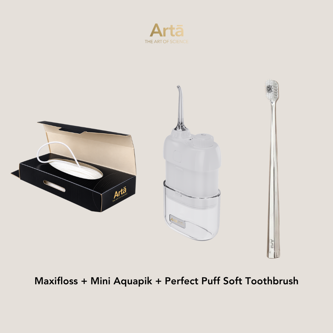 Maxifloss + Mini Aquapik + Perfect Puff Soft Toothbrush