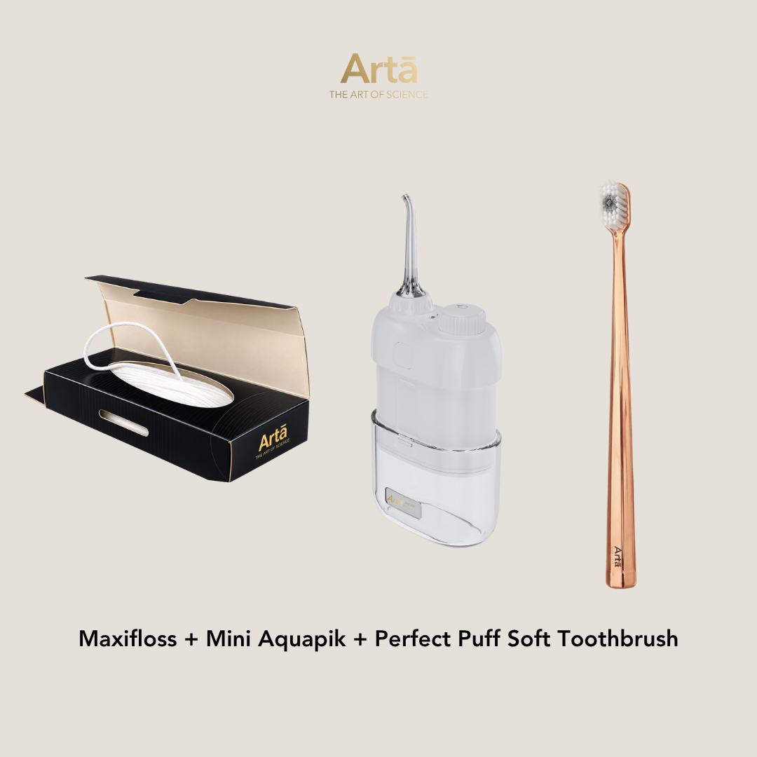 Maxifloss + Mini Aquapik + Perfect Puff Soft Toothbrush