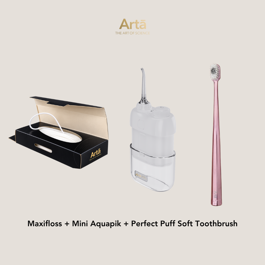 Maxifloss + Mini Aquapik + Perfect Puff Soft Toothbrush