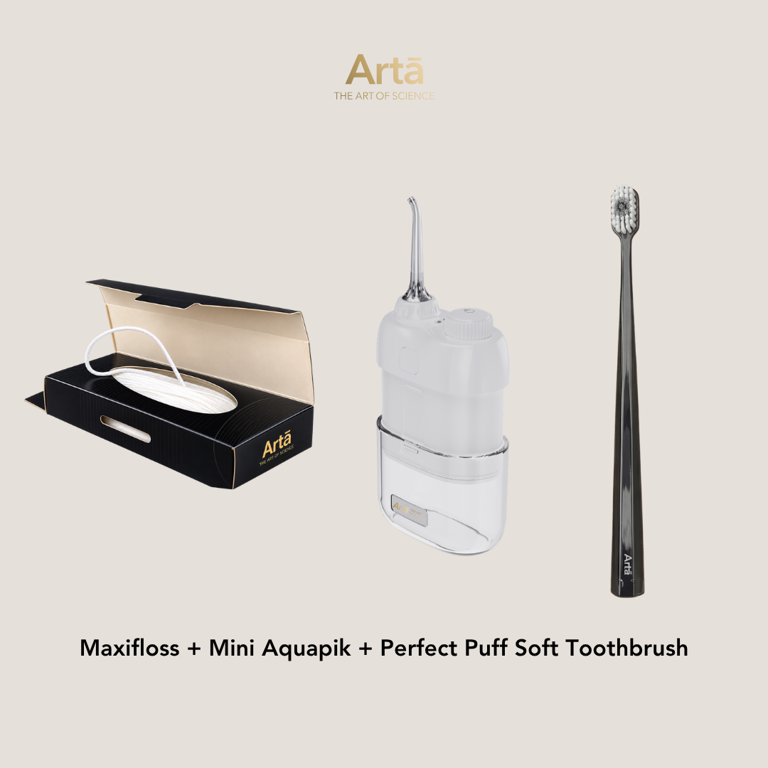 Maxifloss + Mini Aquapik + Perfect Puff Soft Toothbrush