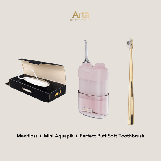 Maxifloss + Mini Aquapik + Perfect Puff Soft Toothbrush