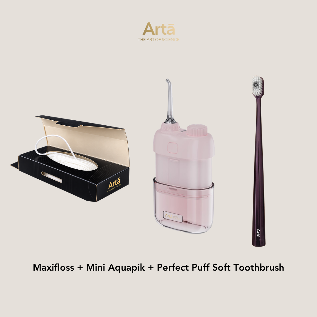 Maxifloss + Mini Aquapik + Perfect Puff Soft Toothbrush
