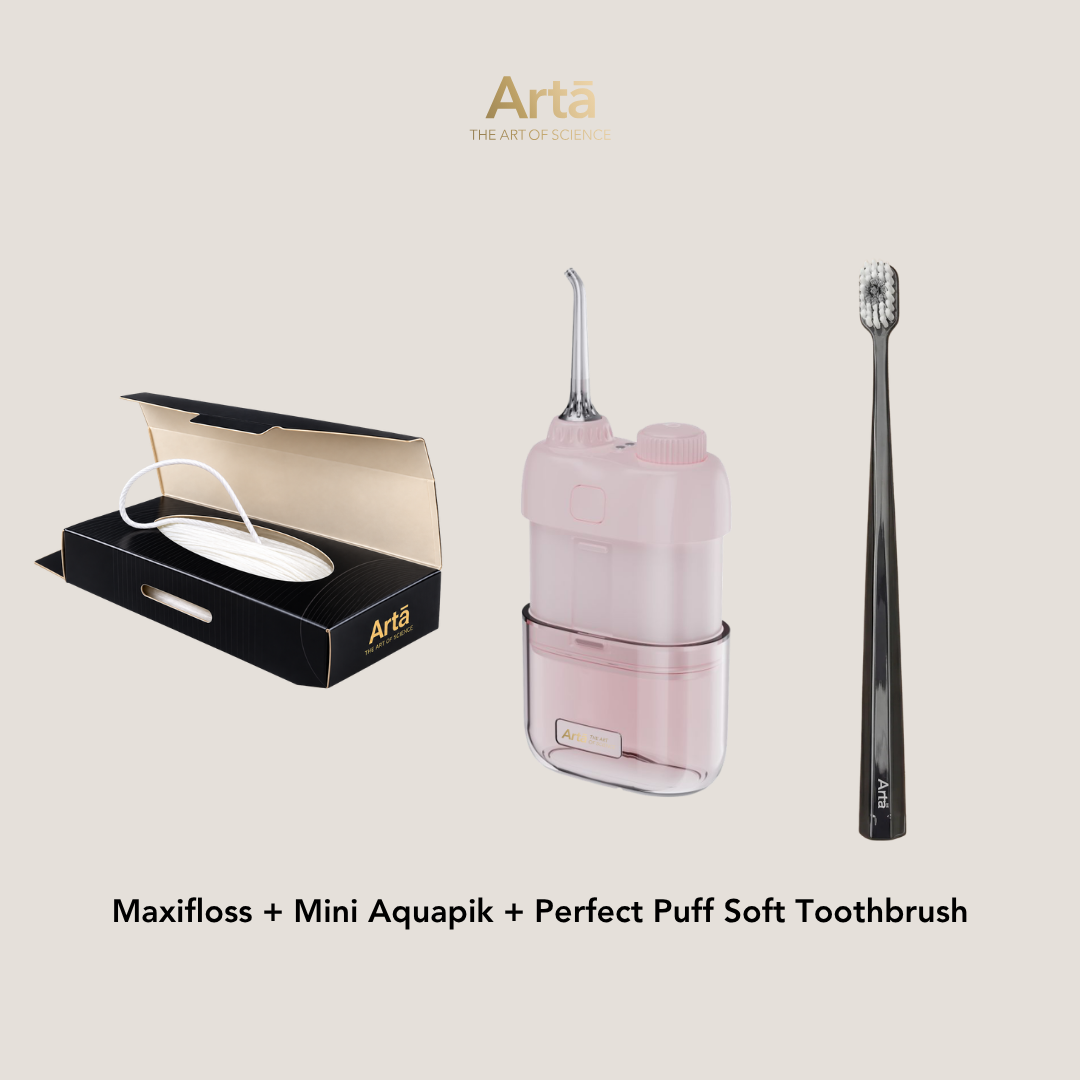 Maxifloss + Mini Aquapik + Perfect Puff Soft Toothbrush