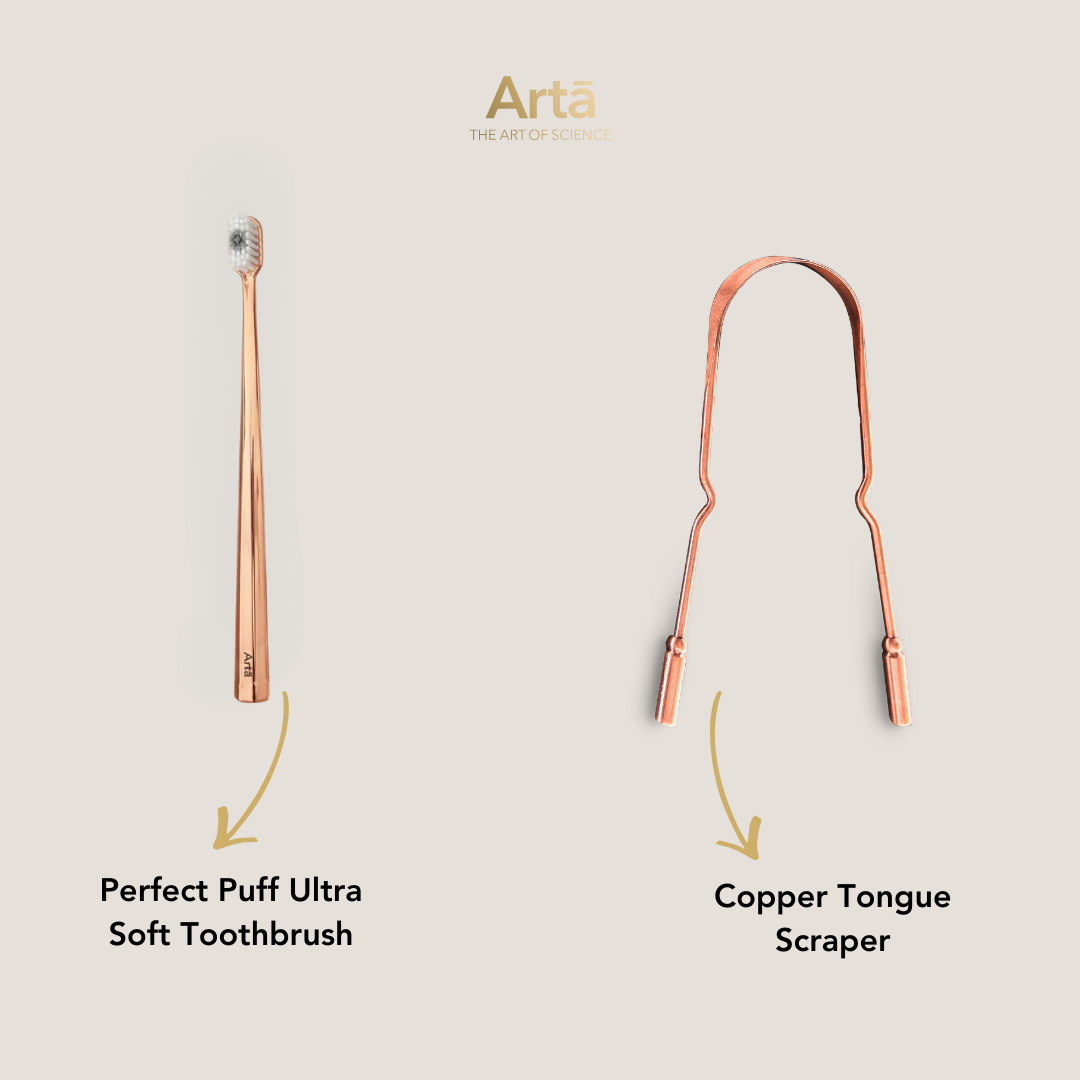 Perfect Puff Soft Toothbrush + Copper Tongue Scraper