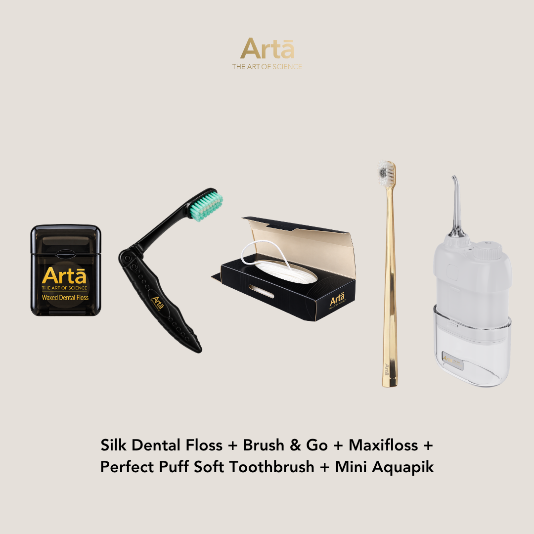 Silk Dental Floss + Brush & Go + Maxifloss + Perfect Puff + Mini Aquapik