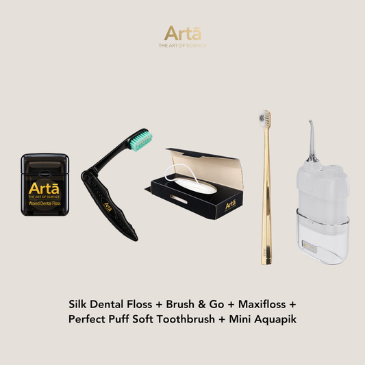 Silk Dental Floss + Brush & Go + Maxifloss + Perfect Puff + Mini Aquapik