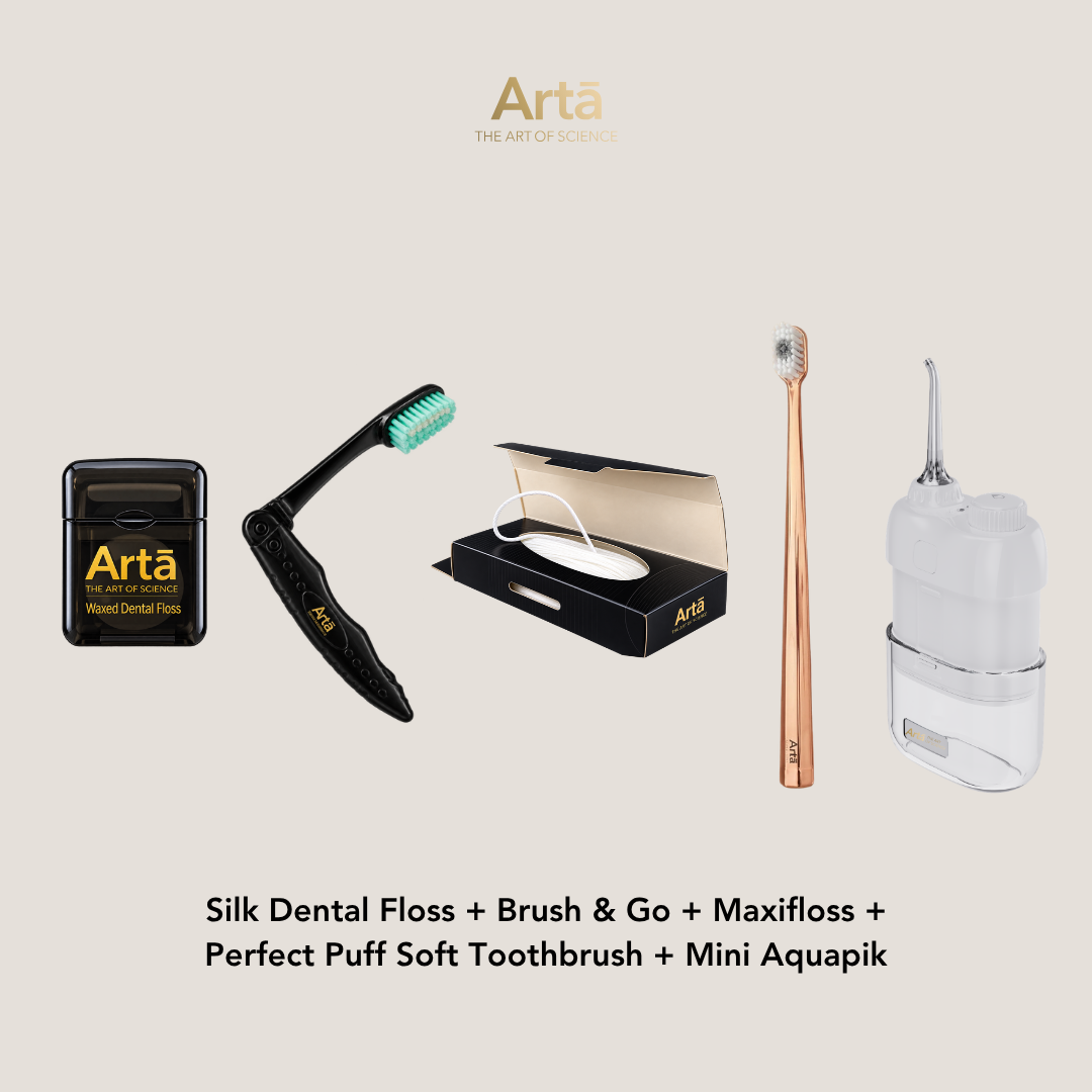 Silk Dental Floss + Brush & Go + Maxifloss + Perfect Puff + Mini Aquapik