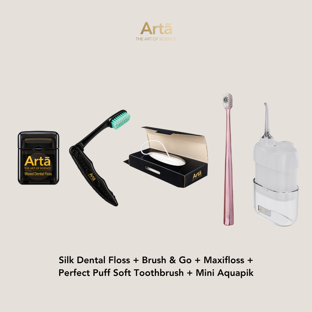 Silk Dental Floss + Brush & Go + Maxifloss + Perfect Puff + Mini Aquapik