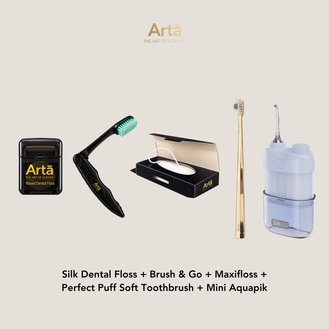 Silk Dental Floss + Brush & Go + Maxifloss + Perfect Puff + Mini Aquapik