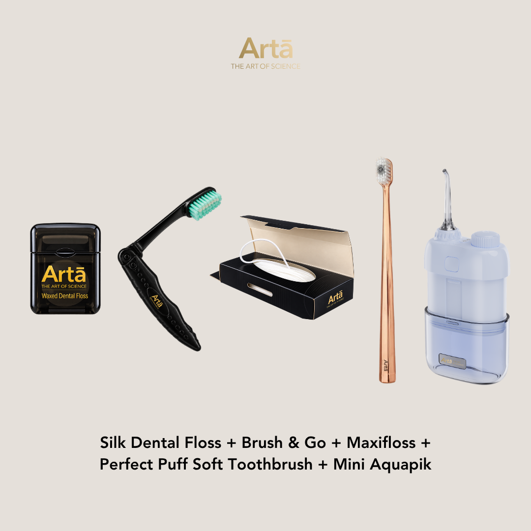 Silk Dental Floss + Brush & Go + Maxifloss + Perfect Puff + Mini Aquapik