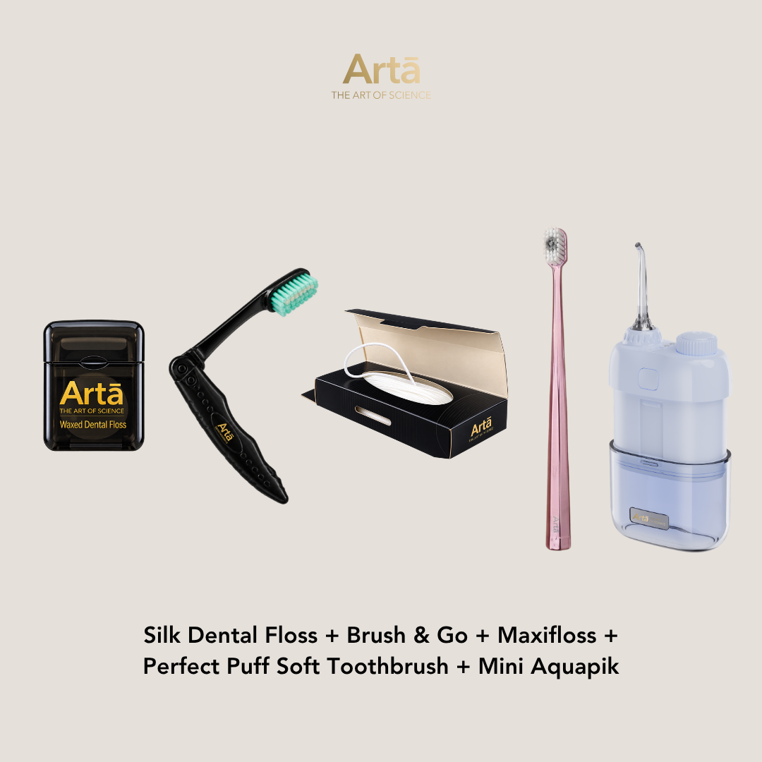 Silk Dental Floss + Brush & Go + Maxifloss + Perfect Puff + Mini Aquapik
