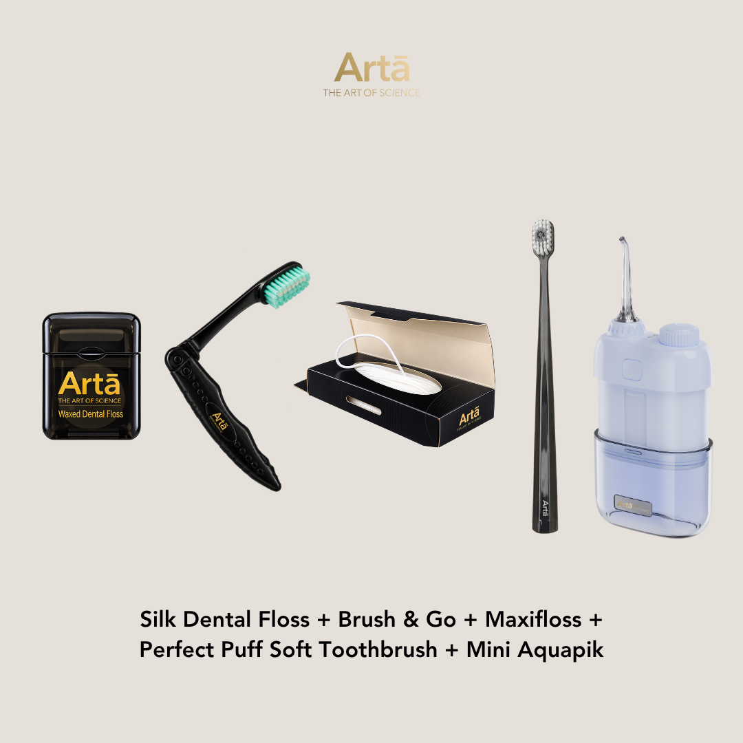 Silk Dental Floss + Brush & Go + Maxifloss + Perfect Puff + Mini Aquapik