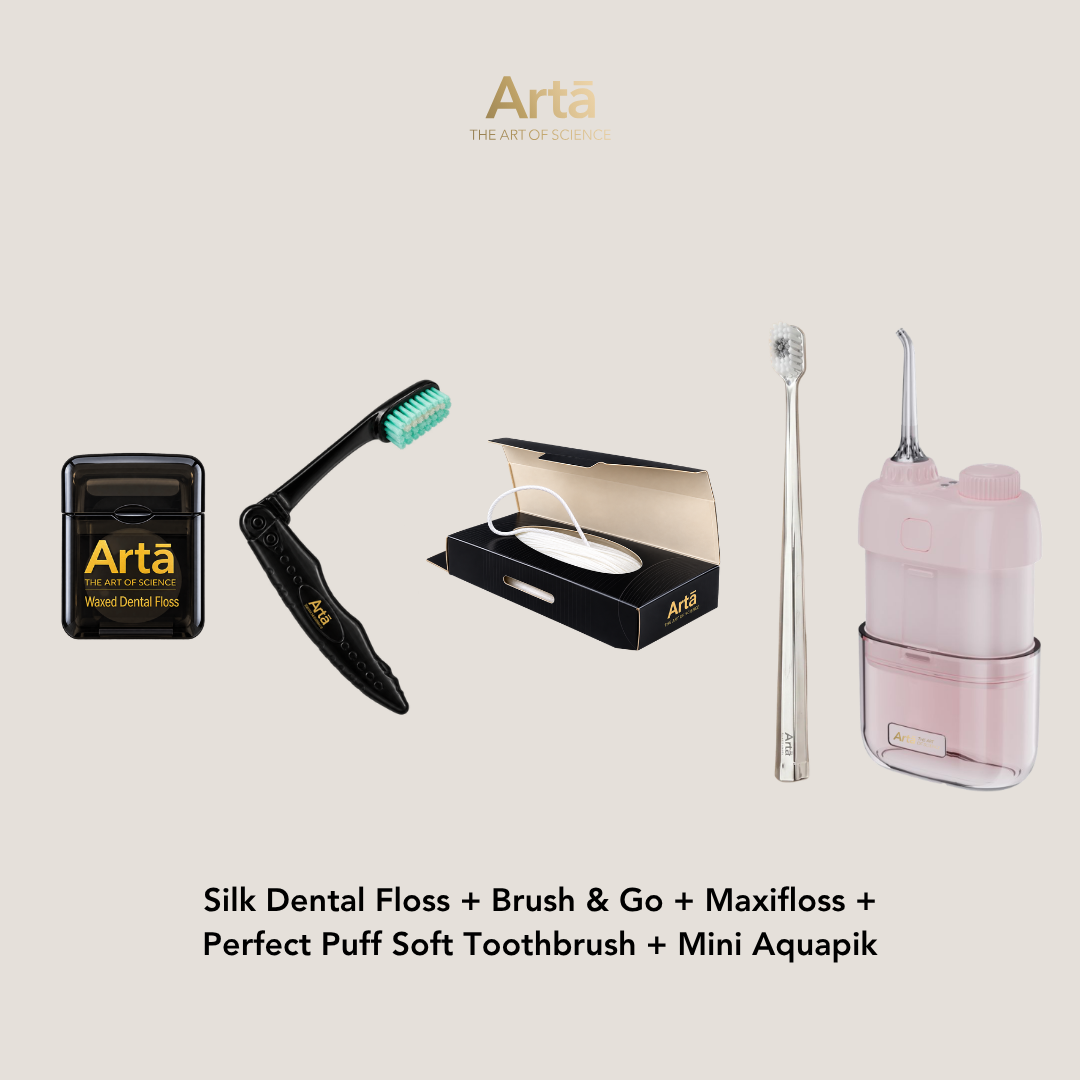 Silk Dental Floss + Brush & Go + Maxifloss + Perfect Puff + Mini Aquapik