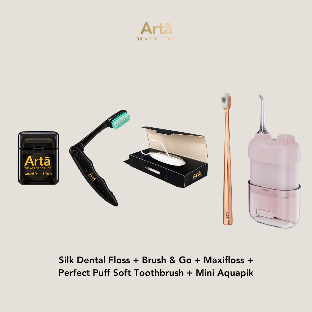 Silk Dental Floss + Brush & Go + Maxifloss + Perfect Puff + Mini Aquapik