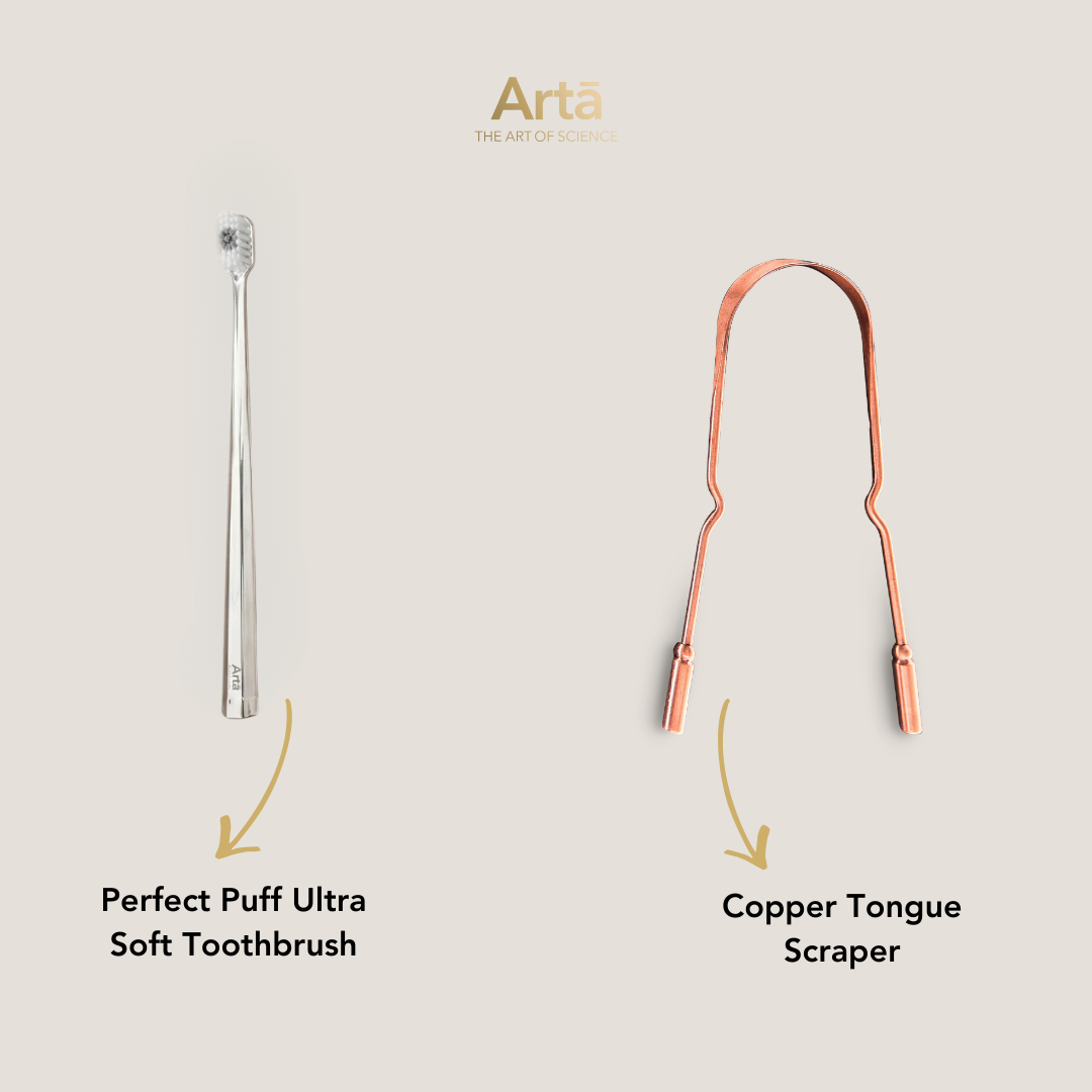 Perfect Puff Soft Toothbrush + Copper Tongue Scraper