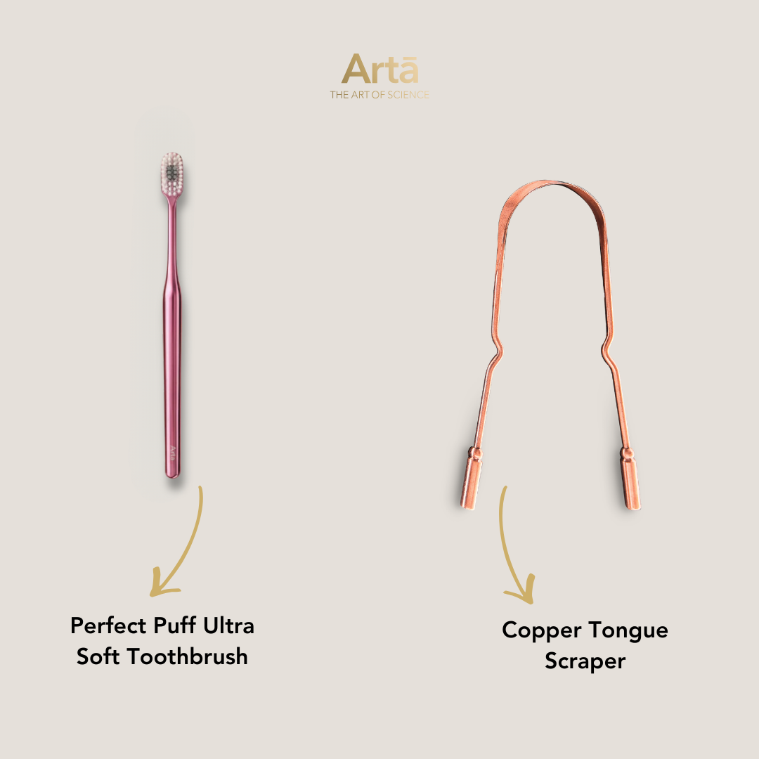 Perfect Puff Ultra Soft Toothbrush + Copper Tongue Scraper