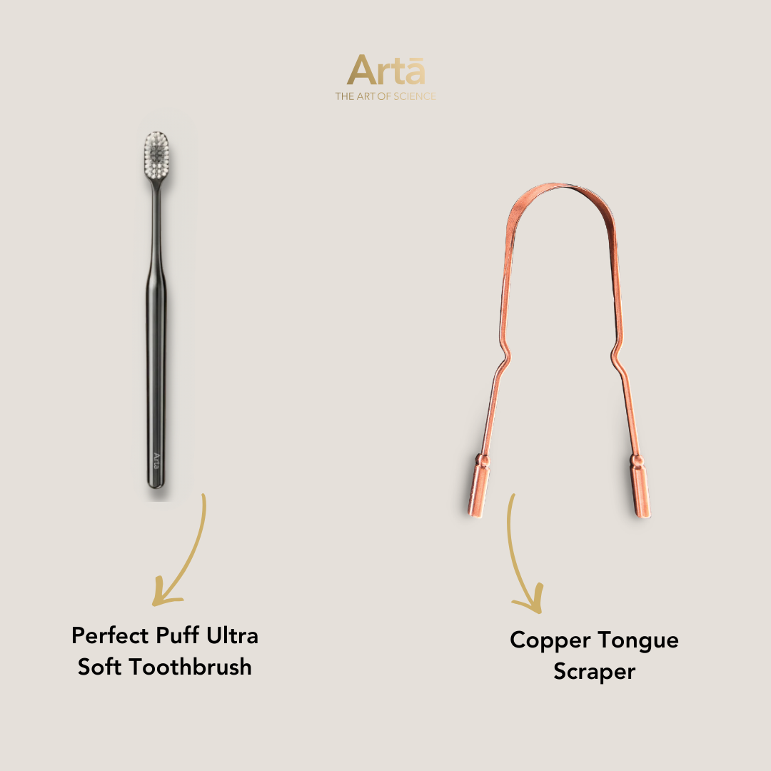 Perfect Puff Ultra Soft Toothbrush + Copper Tongue Scraper
