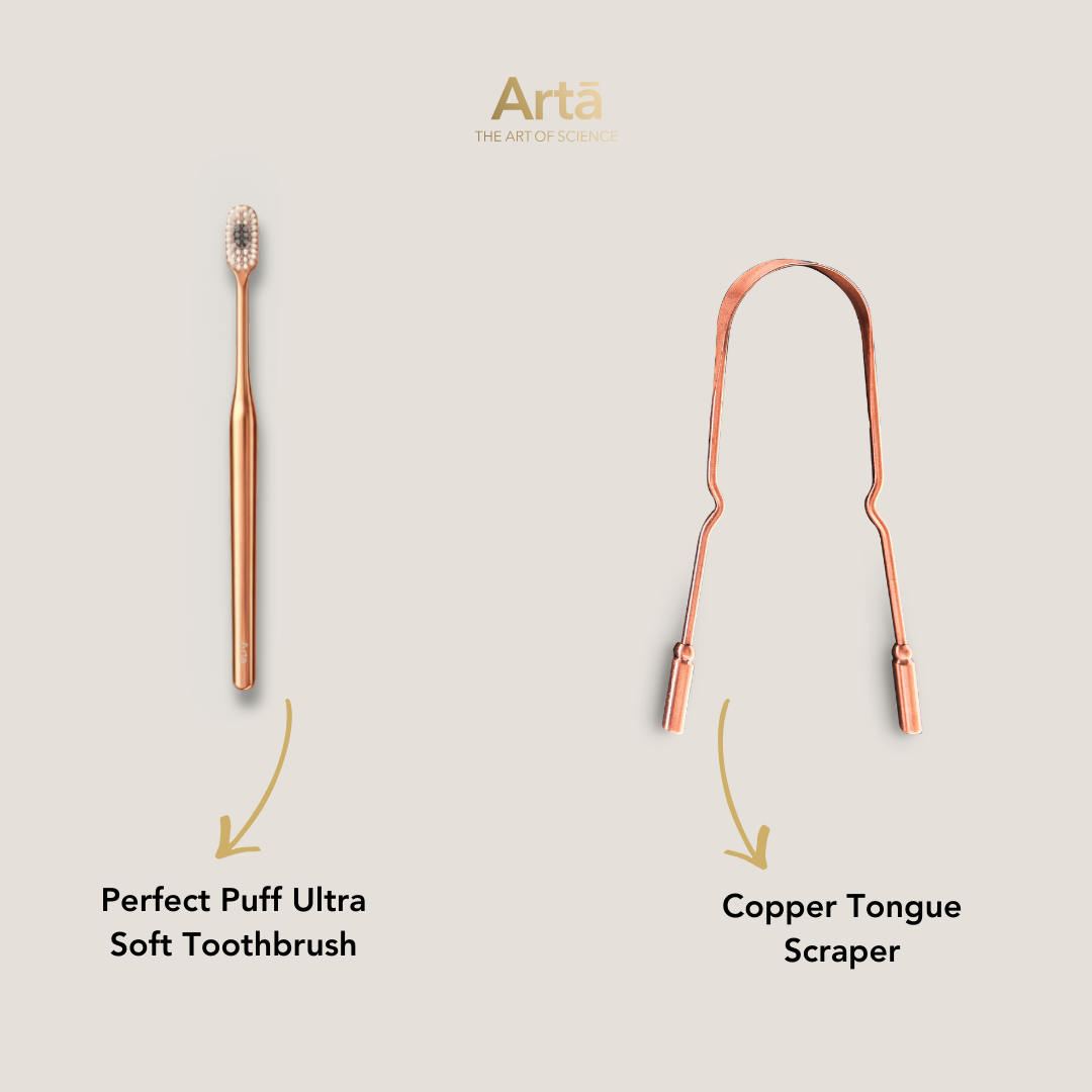 Perfect Puff Ultra Soft Toothbrush + Copper Tongue Scraper
