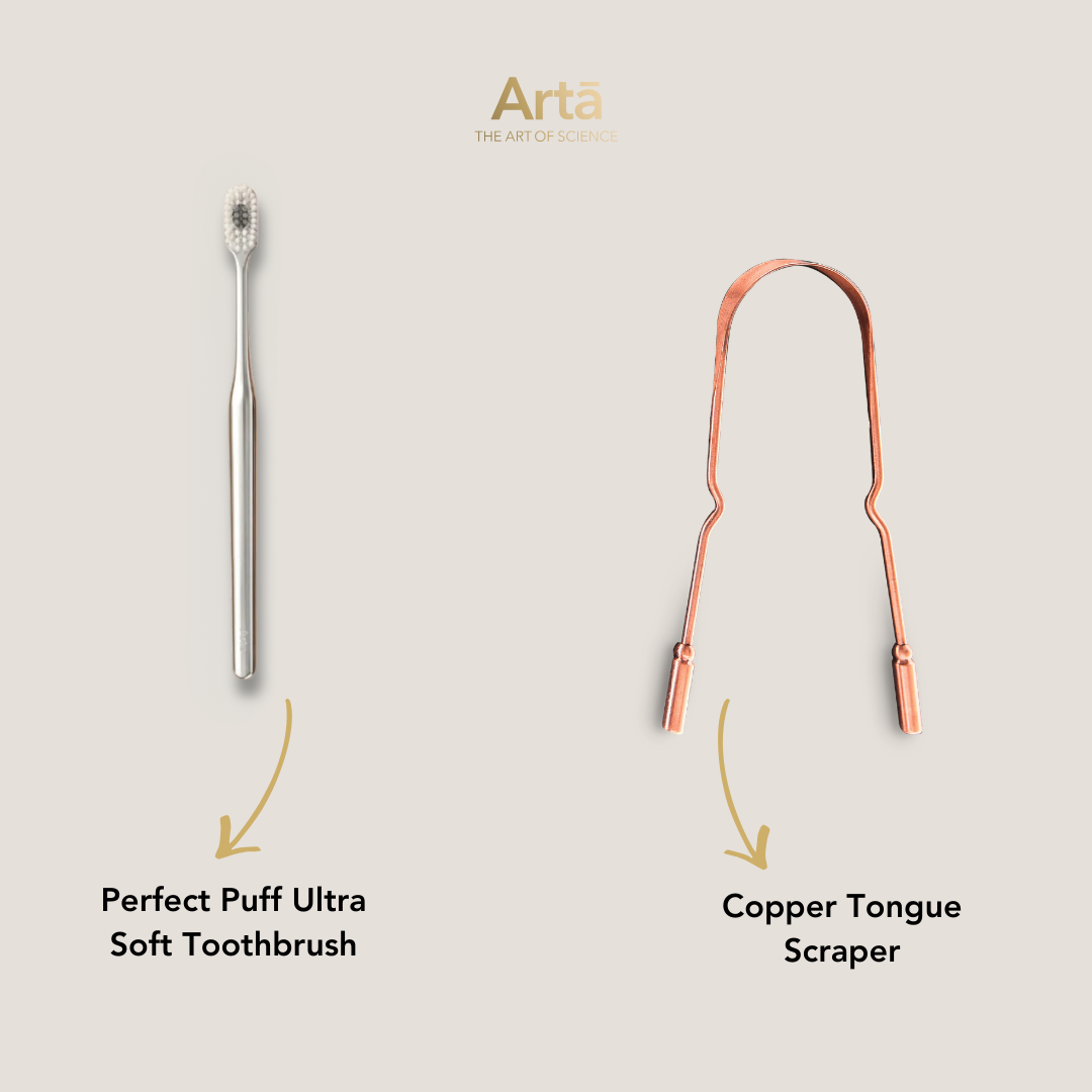Perfect Puff Ultra Soft Toothbrush + Copper Tongue Scraper