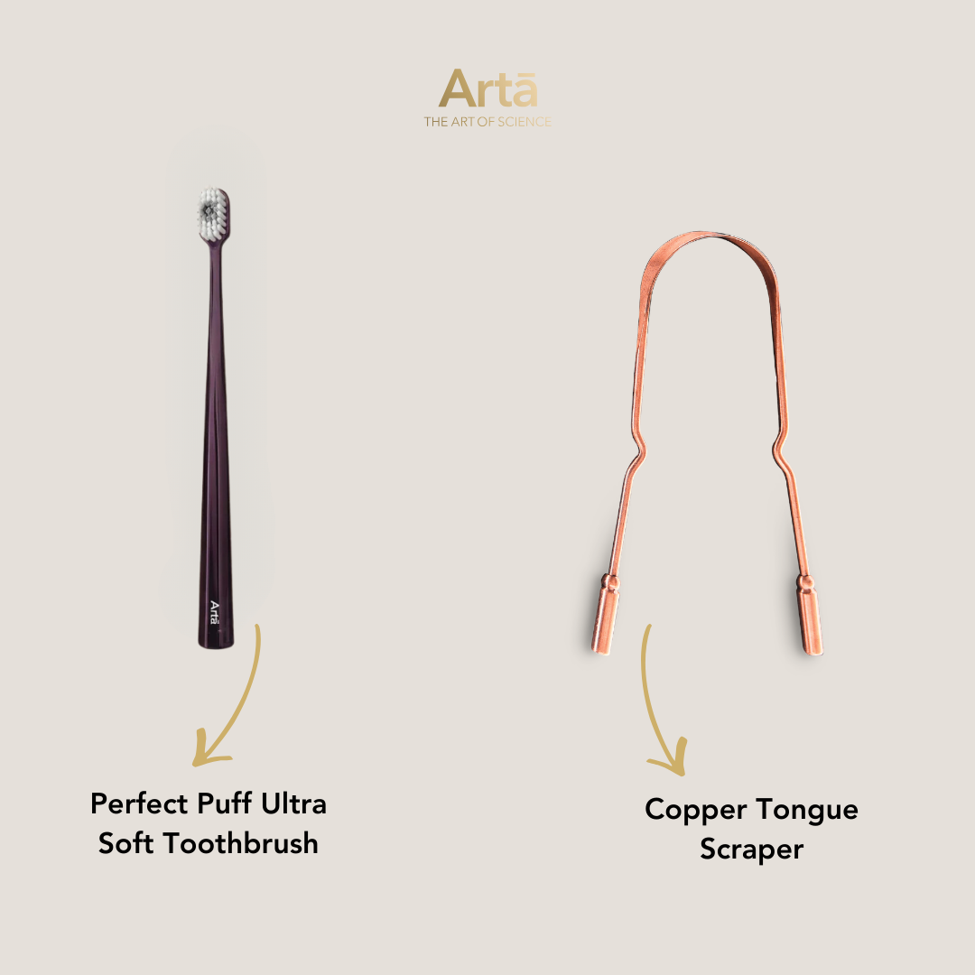Perfect Puff Soft Toothbrush + Copper Tongue Scraper