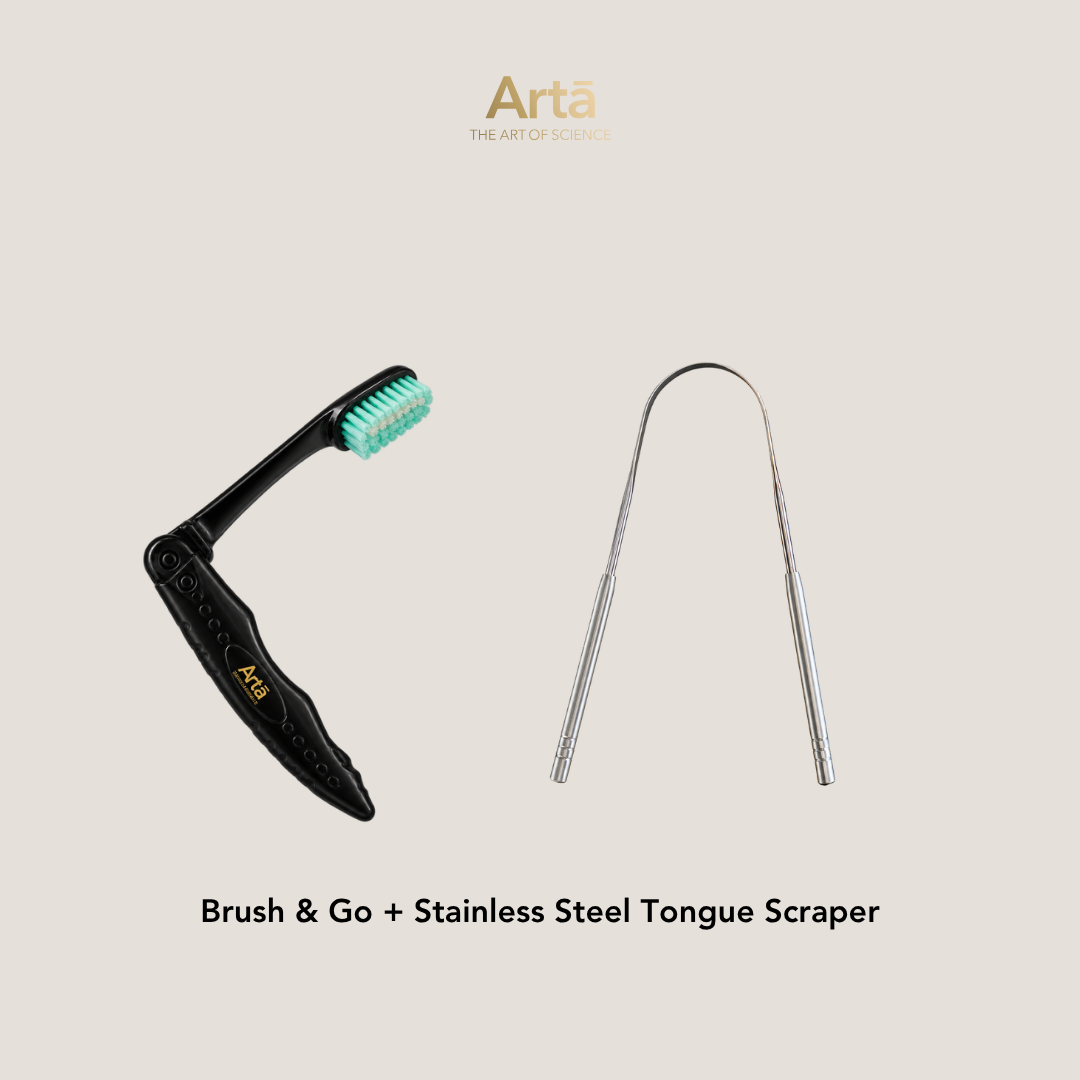 Brush & Go + Stainless Steel Tongue Scraper