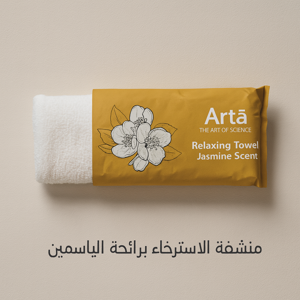 منشفة استرخاء من آرتا برائحة الياسمين الفاخرة لانتعاش وحيوية يومية | Arta jasmine relaxing towel for daily freshness & luxury spa care