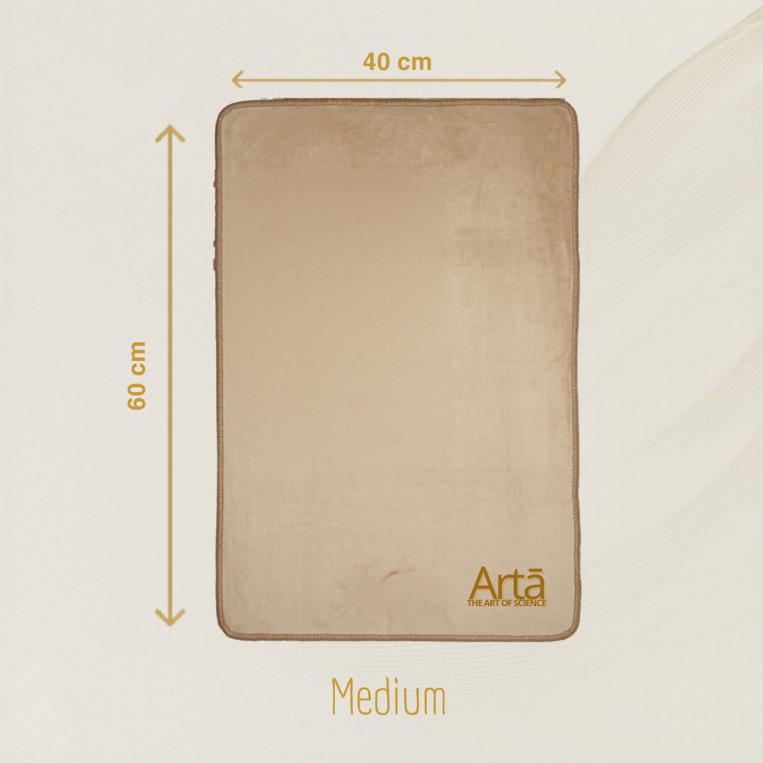 Medium beige Arta relaxing towel, 60 × 40 cm.
منشفة أرتا للاسترخاء بلون بيج متوسط، 60 × 40 سم.