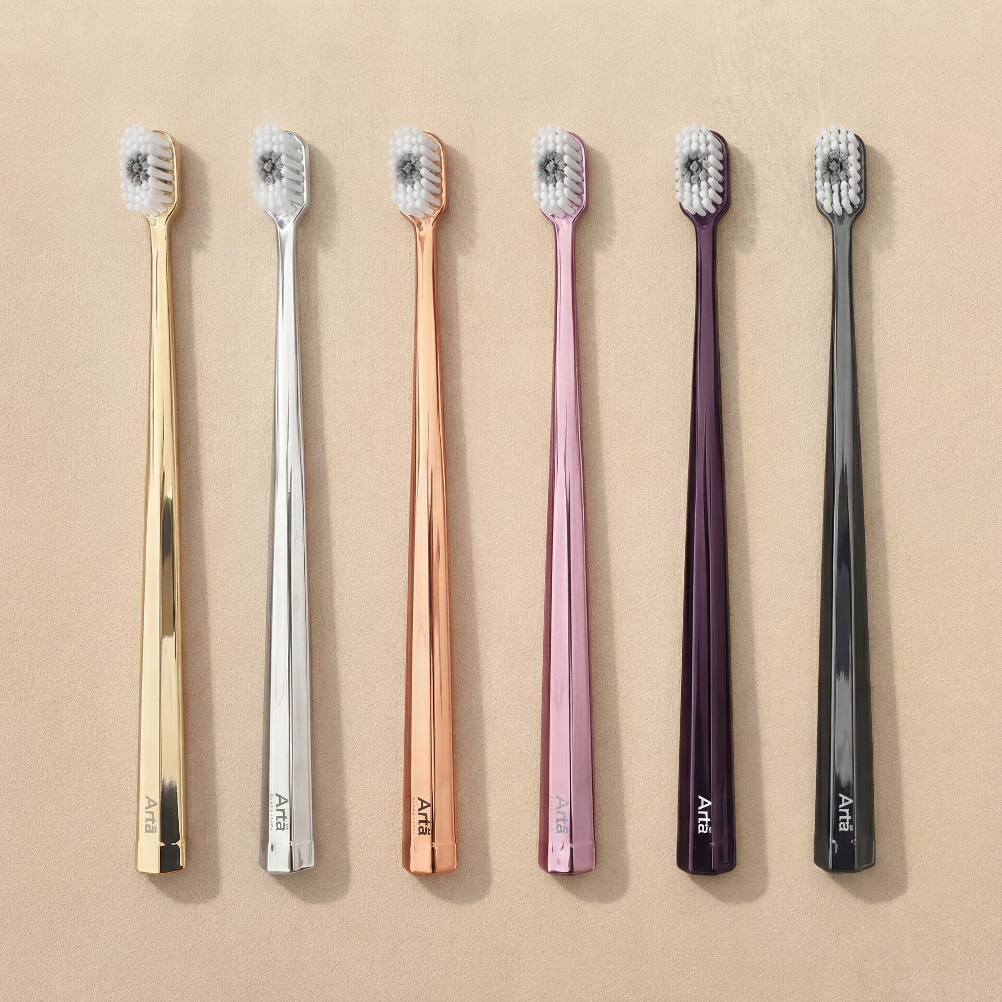Arta soft toothbrush in multiple colors designed for gentle cleaning and daily oral care with comfortable grip and soft bristles.
فرشاة أسنان آرتا الناعمة متوفرة بعدة ألوان، مصممة لتنظيف لطيف وفعال للأسنان مع شعيرات ناعمة ومقبض مريح للاستخدام اليومي.