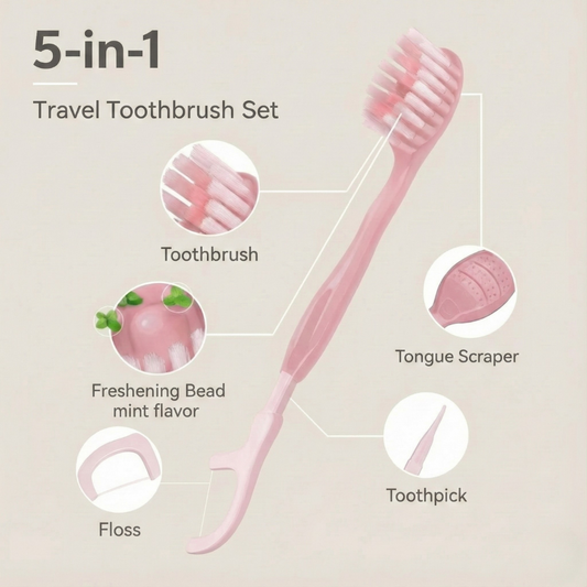 Pickatooth – 5 in 1 Disposable Toothbrush