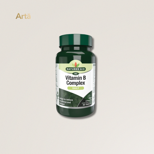 Natures Aid Vitamin B Complex bottle on a light beige background